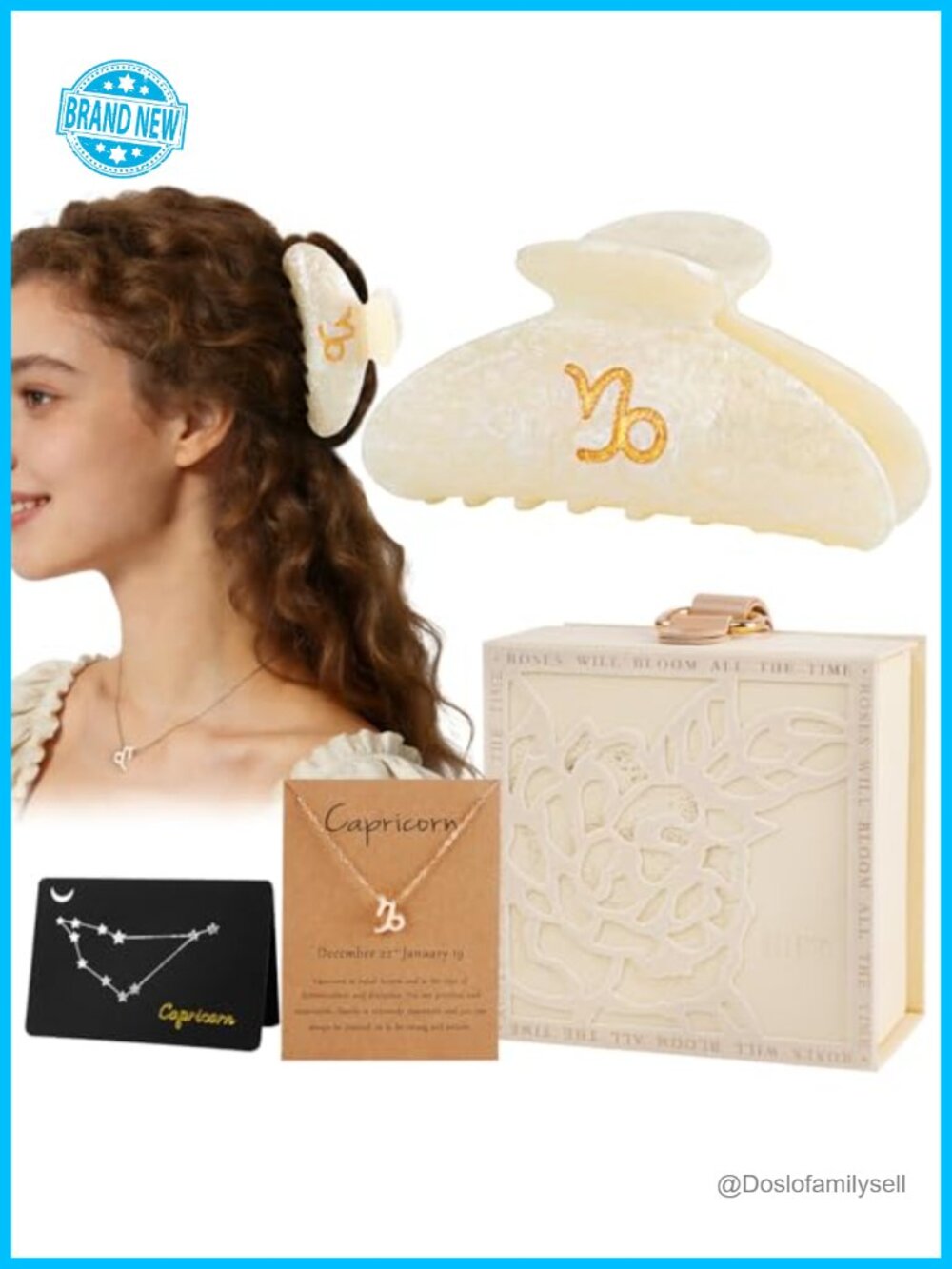 Capricorn Zodiac Gift Set Hair Claw & Necklace